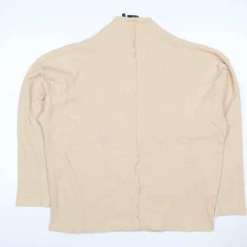 ASOS Men’s Beige XL Waffle Knit Mock Neck Pullover Sweatshirt