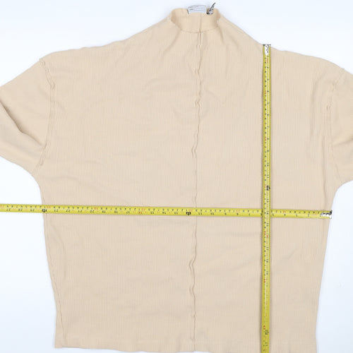ASOS Men’s Beige XL Waffle Knit Mock Neck Pullover Sweatshirt