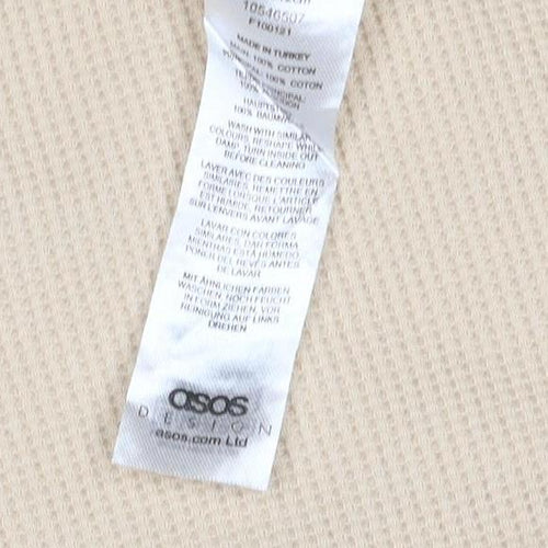ASOS Men’s Beige XL Waffle Knit Mock Neck Pullover Sweatshirt