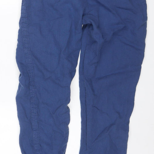 Marks and Spencer Women Blue UK 10 Linen Jogger Trousers Drawstring