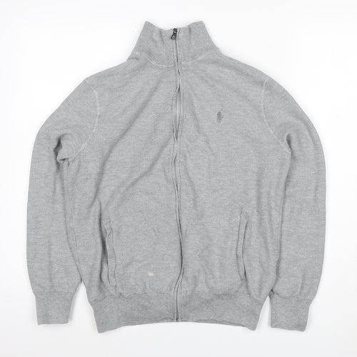 Polo Ralph Lauren Men’s Grey S Full Zip Pima Cotton Knit Sweatshirt