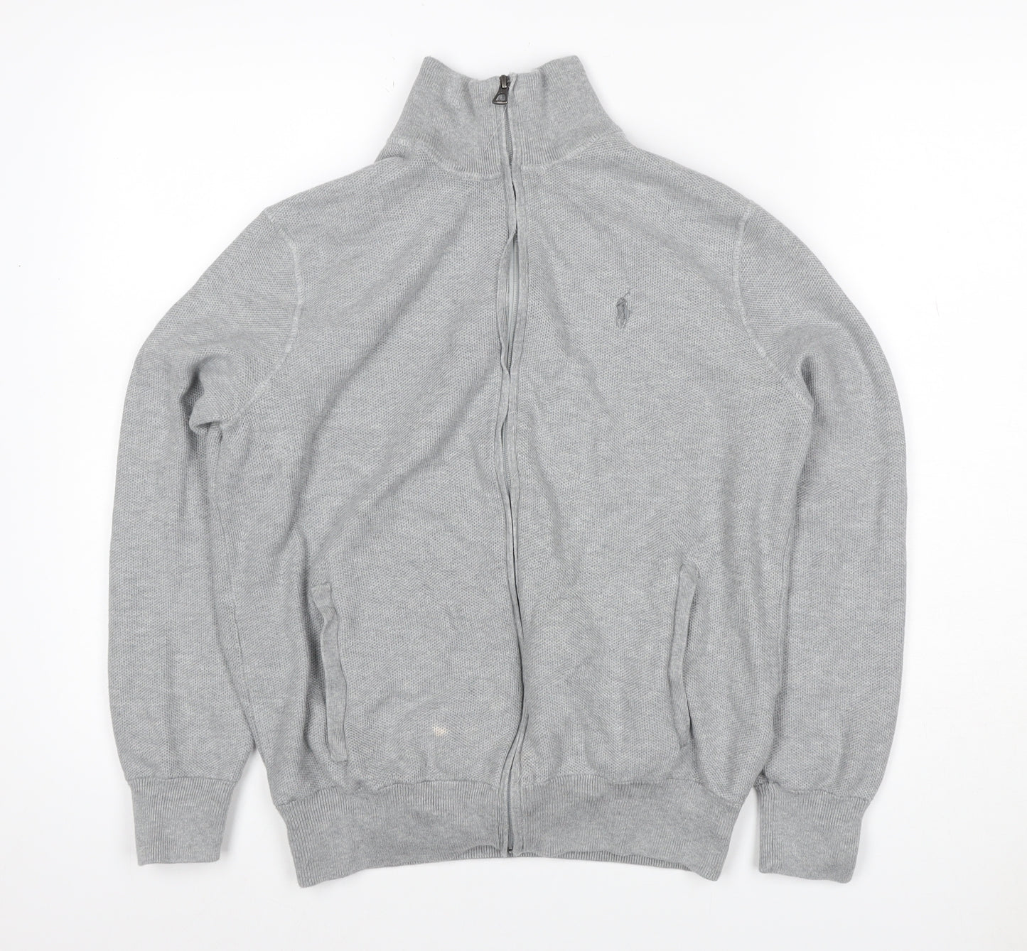 Polo Ralph Lauren Men’s Grey S Full Zip Pima Cotton Knit Sweatshirt