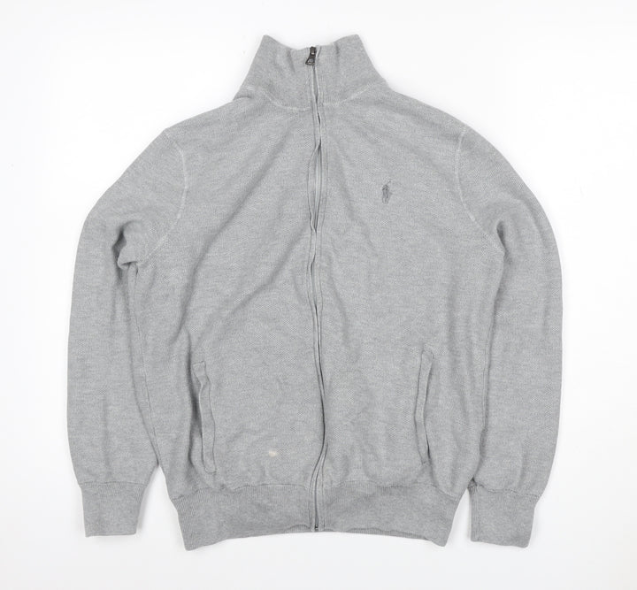 Polo Ralph Lauren Men’s Grey S Full Zip Pima Cotton Knit Sweatshirt