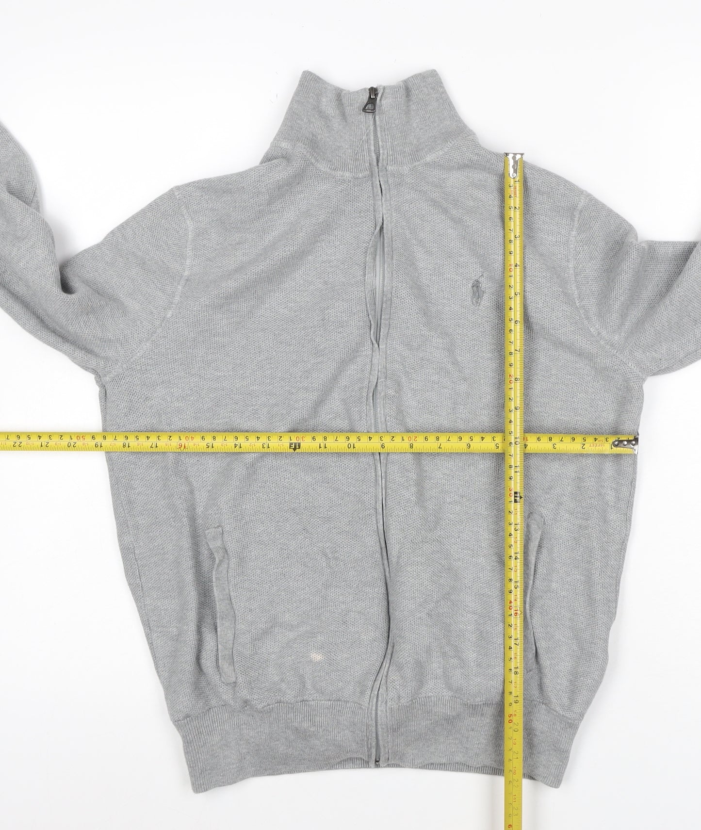 Polo Ralph Lauren Men’s Grey S Full Zip Pima Cotton Knit Sweatshirt