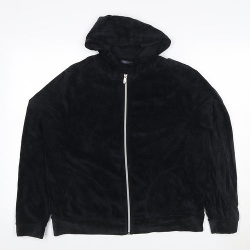 Marks and Spencer Women Black UK 14 Velour Full Zip Hooded Hoodie
