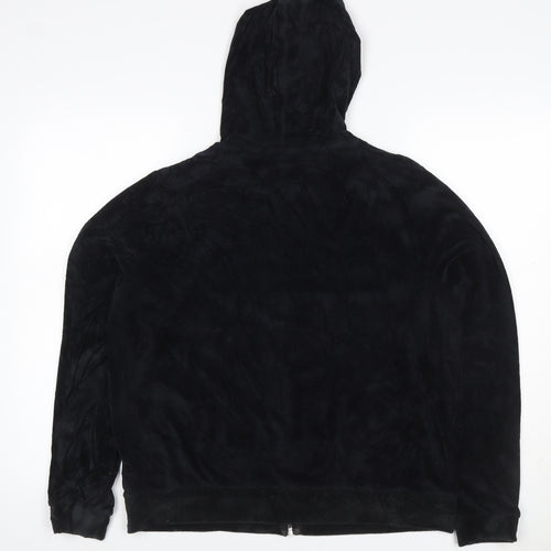 Marks and Spencer Women Black UK 14 Velour Full Zip Hooded Hoodie