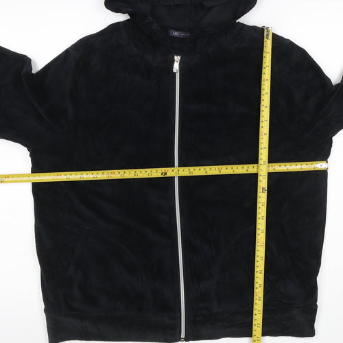 Marks and Spencer Women Black UK 14 Velour Full Zip Hooded Hoodie