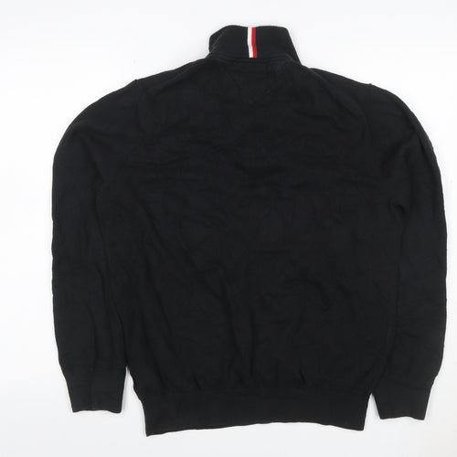 Tommy Hilfiger Men’s Black M 1/4 Zip High Neck Cotton Jumper