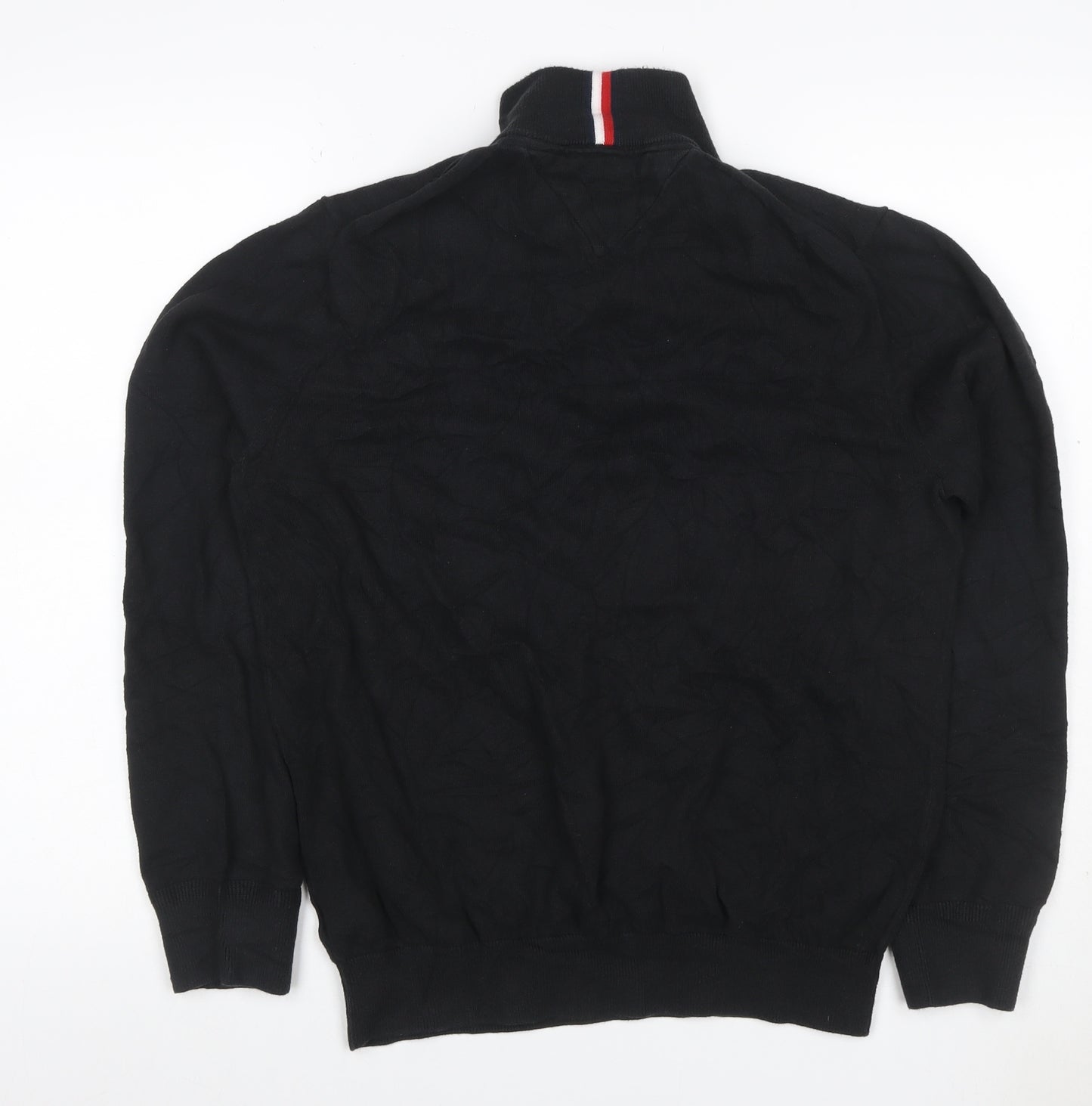 Tommy Hilfiger Men’s Black M 1/4 Zip High Neck Cotton Jumper