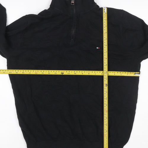 Tommy Hilfiger Men’s Black M 1/4 Zip High Neck Cotton Jumper