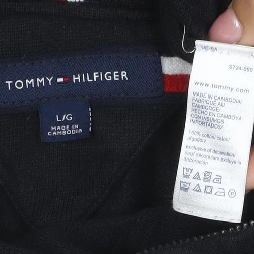 Tommy Hilfiger Men’s Black M 1/4 Zip High Neck Cotton Jumper