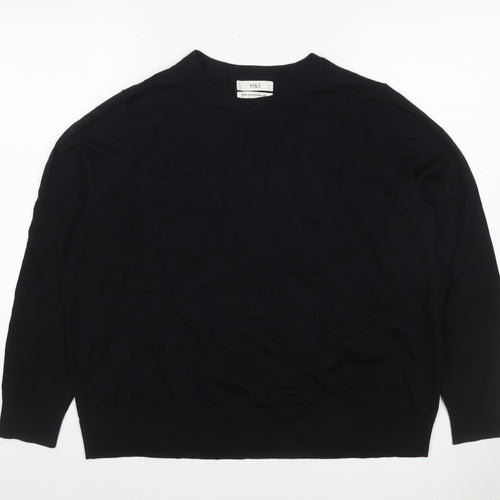 Marks and Spencer Women Black Size 20 Extra Fine Merino Wool Jumper