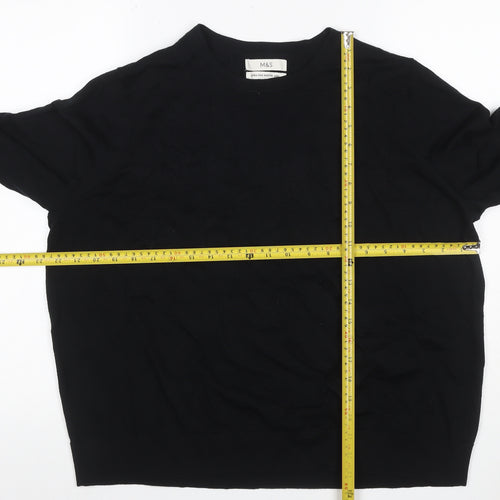 Marks and Spencer Women Black Size 20 Extra Fine Merino Wool Jumper