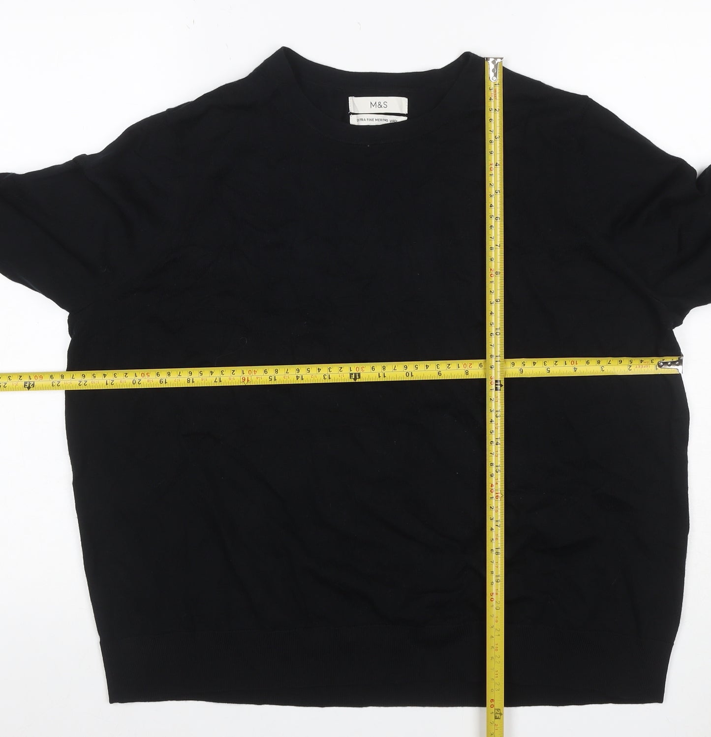 Marks and Spencer Women Black Size 20 Extra Fine Merino Wool Jumper