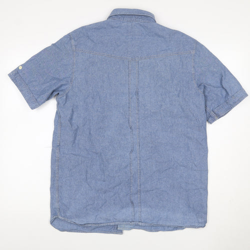 Stone Bay Men’s Blue M Cotton Chambray Short Sleeve Button-Up Shirt