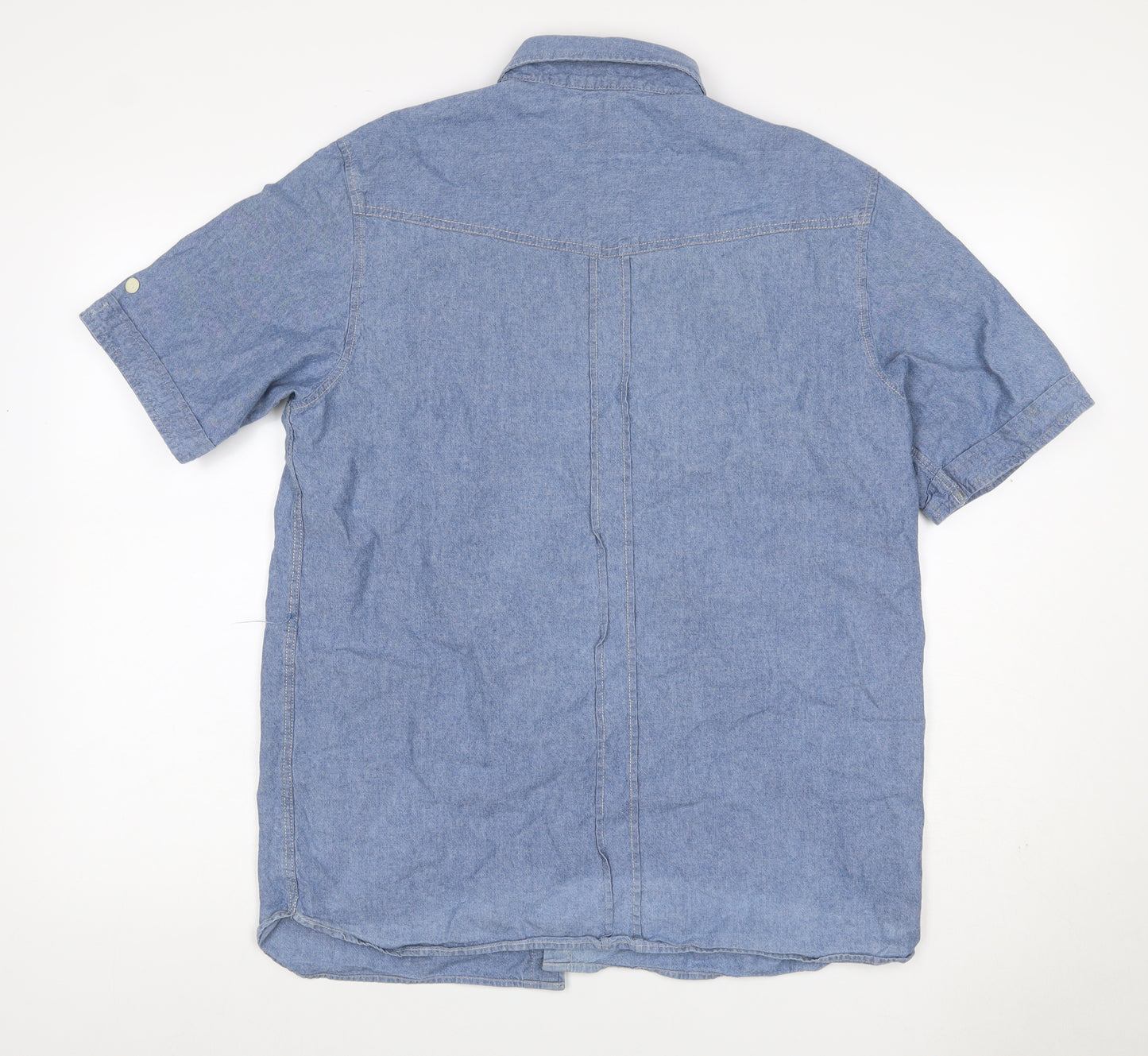 Stone Bay Men’s Blue M Cotton Chambray Short Sleeve Button-Up Shirt