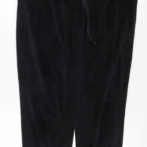 M&S Women Black UK 14 Velour Drawstring Jogger Sweatpants