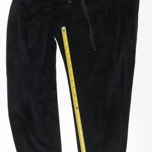 M&S Women Black UK 14 Velour Drawstring Jogger Sweatpants