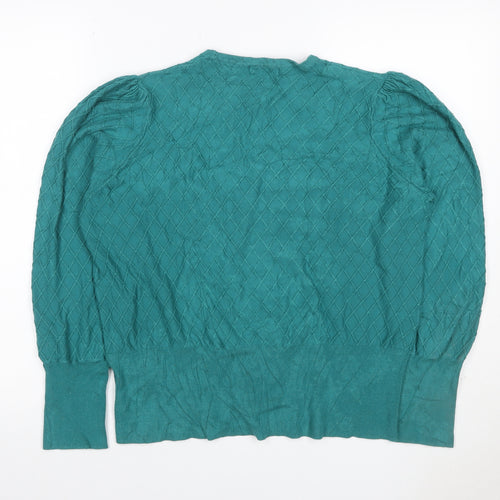 M&S Collection Women Green Size 18 Cable Knit Balloon Sleeve Jumper