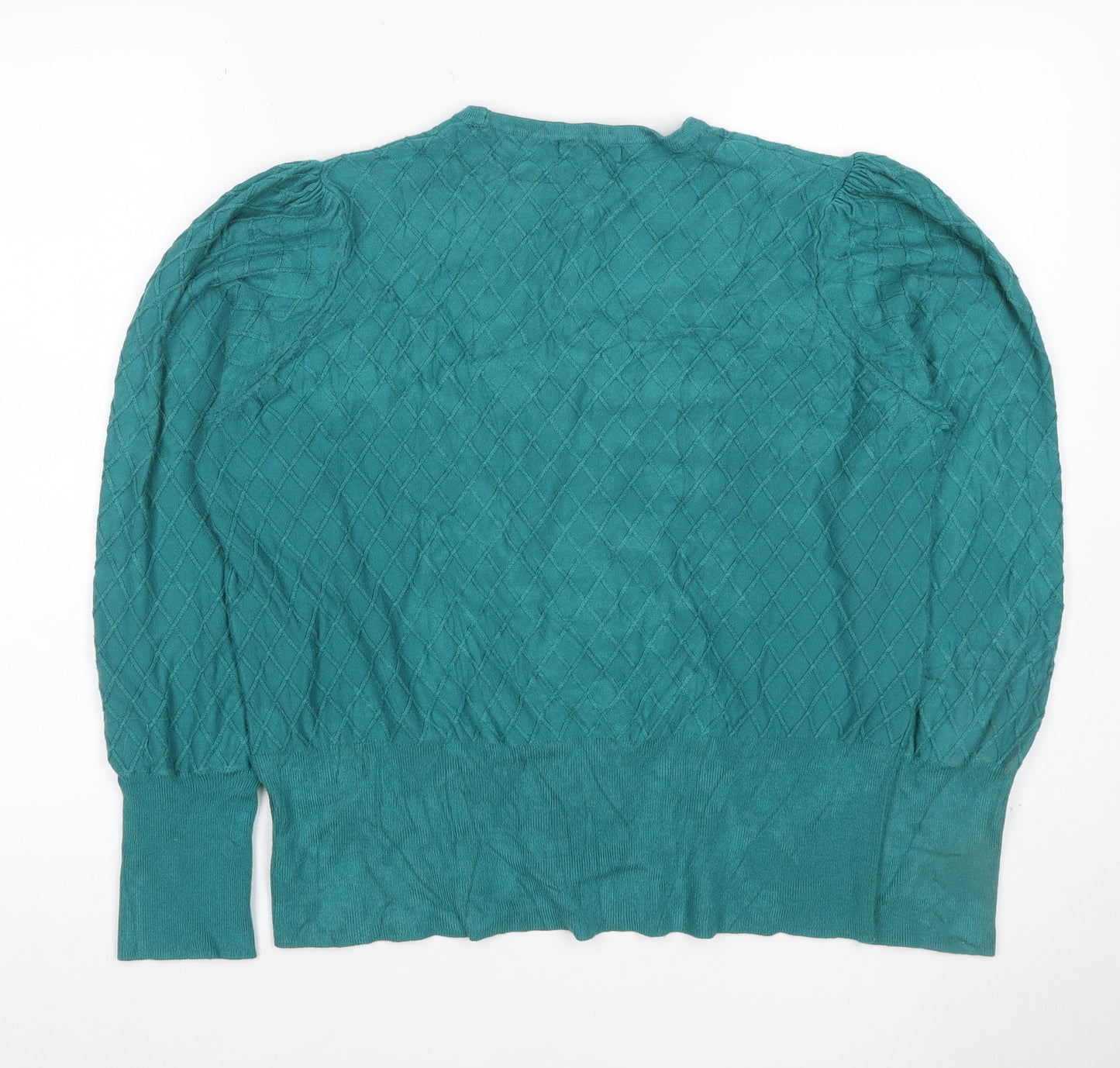 M&S Collection Women Green Size 18 Cable Knit Balloon Sleeve Jumper