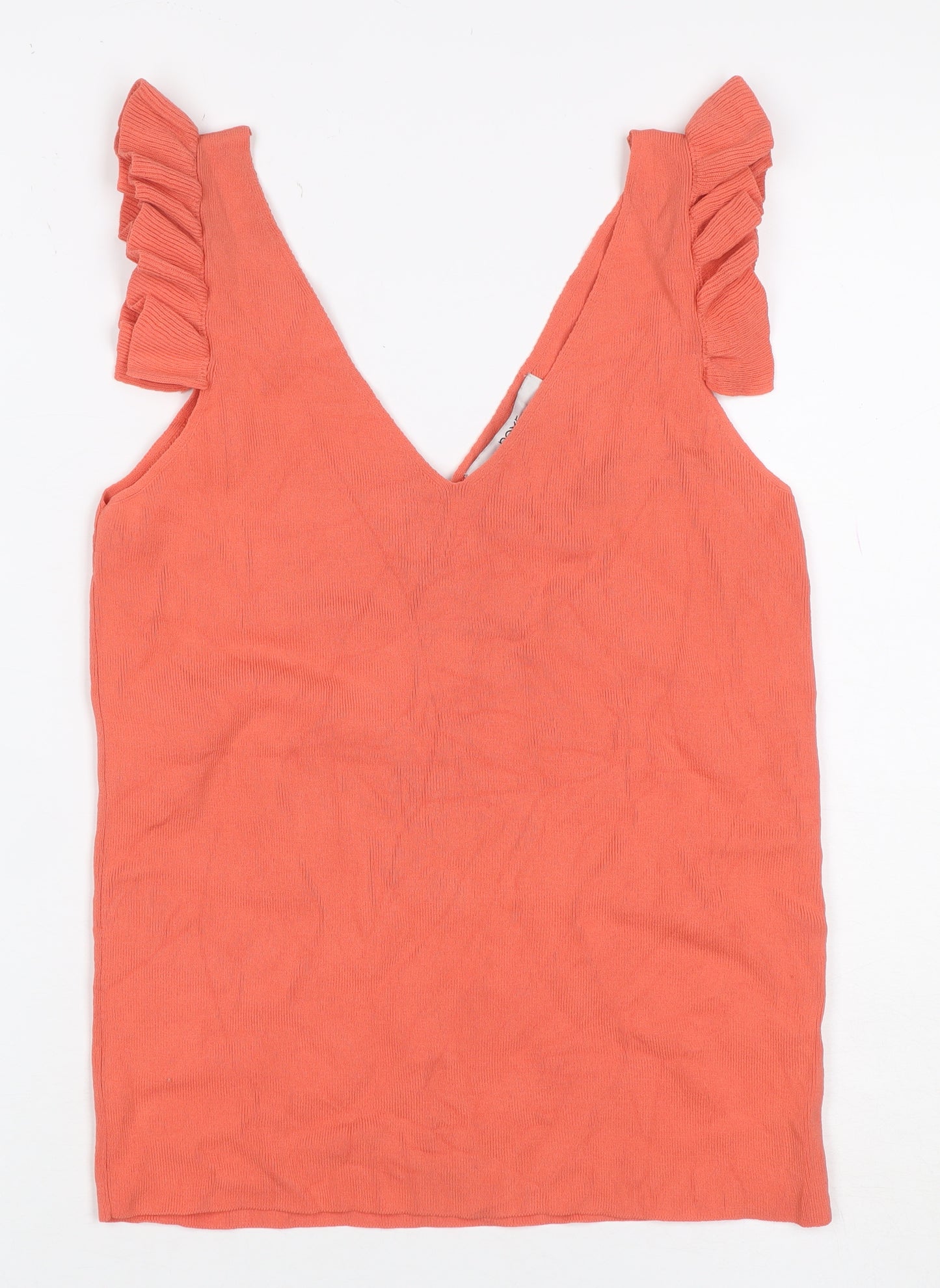 Next Women Orange UK 12 Ruffle Strap V-Neck Sleeveless Camisole Top