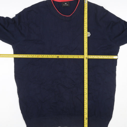 PS Paul Smith Men's Blue L Cotton Zebra Logo Crew Neck Jumper