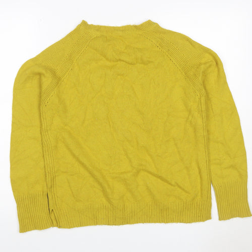 White Stuff Women’s Yellow UK 14 Cotton Raglan Round Neck Knit Jumper