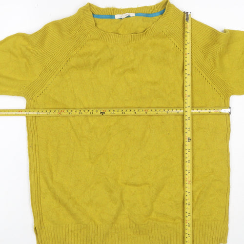 White Stuff Women’s Yellow UK 14 Cotton Raglan Round Neck Knit Jumper