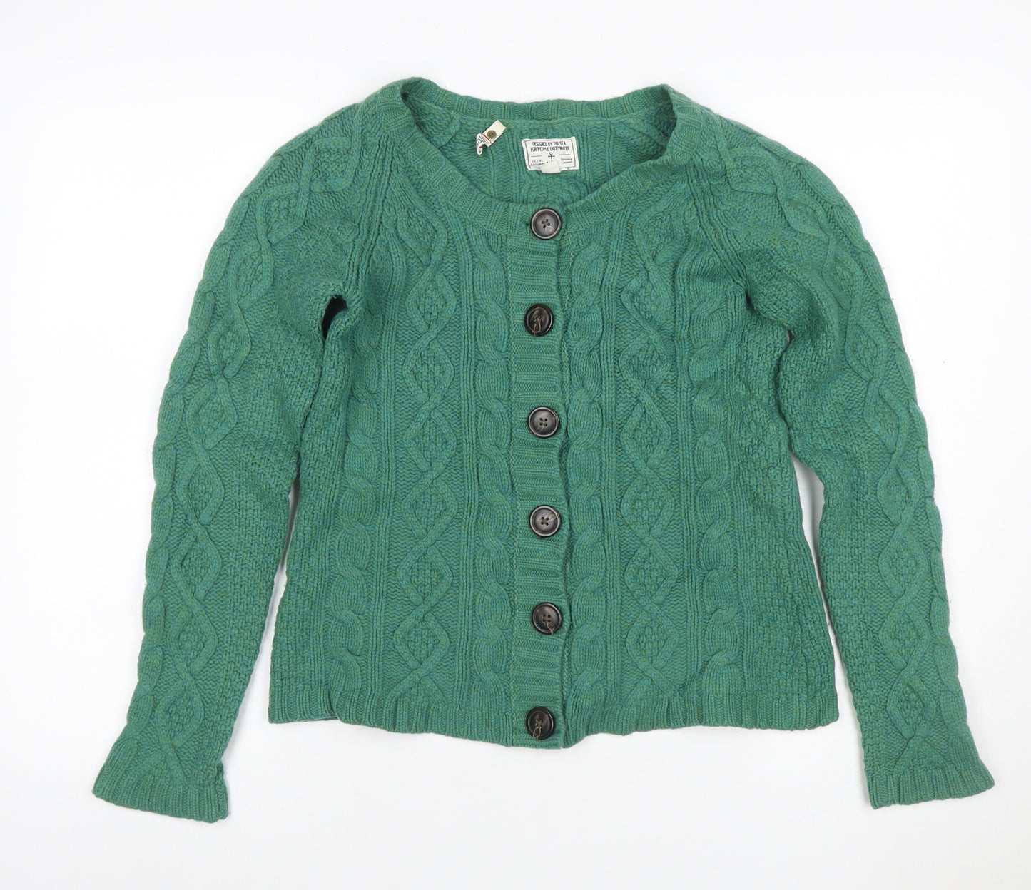Seasalt Women’s Green UK 14 Cable-Knit Lambswool Cardigan