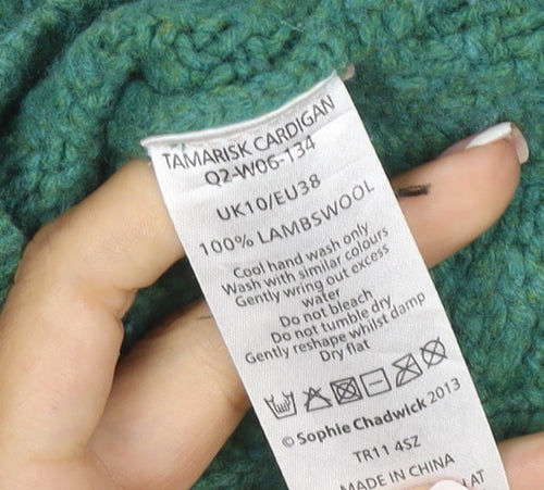 Seasalt Women’s Green UK 14 Cable-Knit Lambswool Cardigan