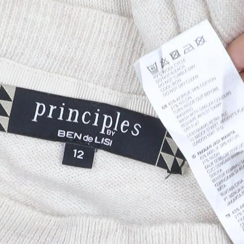 Principles Ben de Lisi Women Ivory Size 12 Mock Neck Knit Jumper