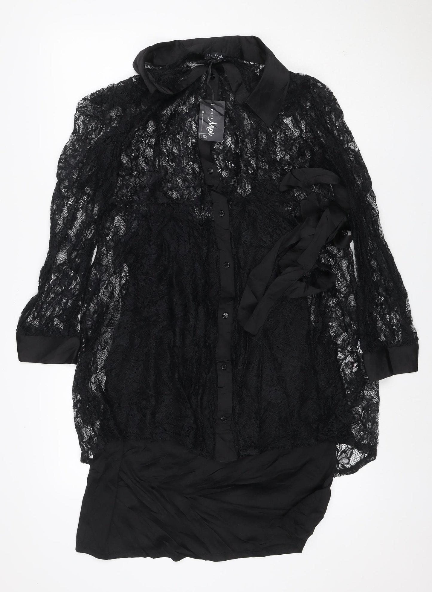 Pour Moi Women’s Black UK 16 Lace Fit & Flare Knee Dress