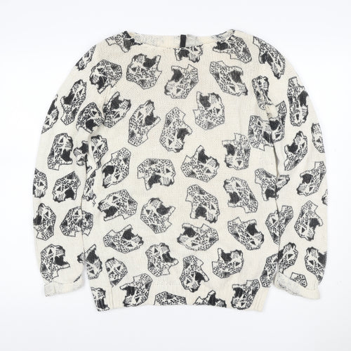 Custo Barcelona Women’s Ivory Black Skull Knit Jumper Size S