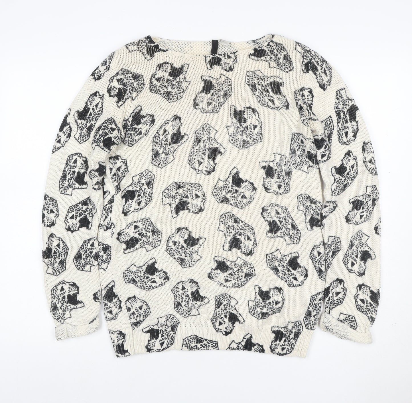 Custo Barcelona Women’s Ivory Black Skull Knit Jumper Size S
