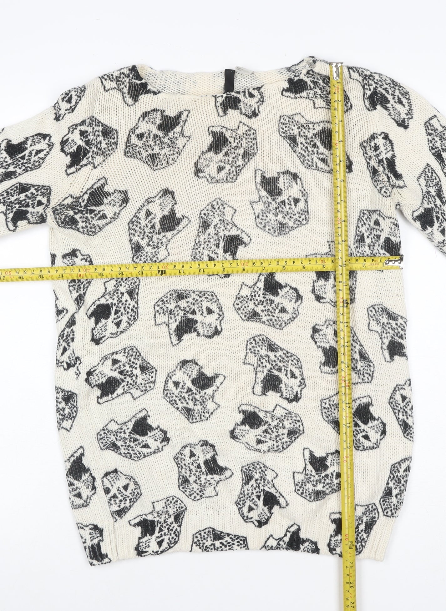Custo Barcelona Women’s Ivory Black Skull Knit Jumper Size S