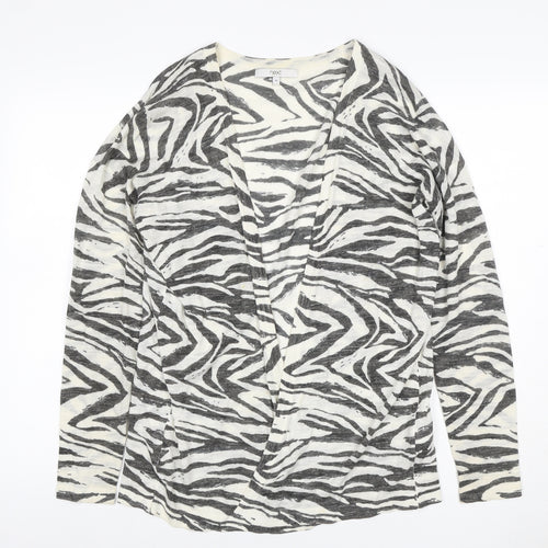 Next Women’s Ivory Zebra Print Open Cardigan UK 10 Linen Cotton