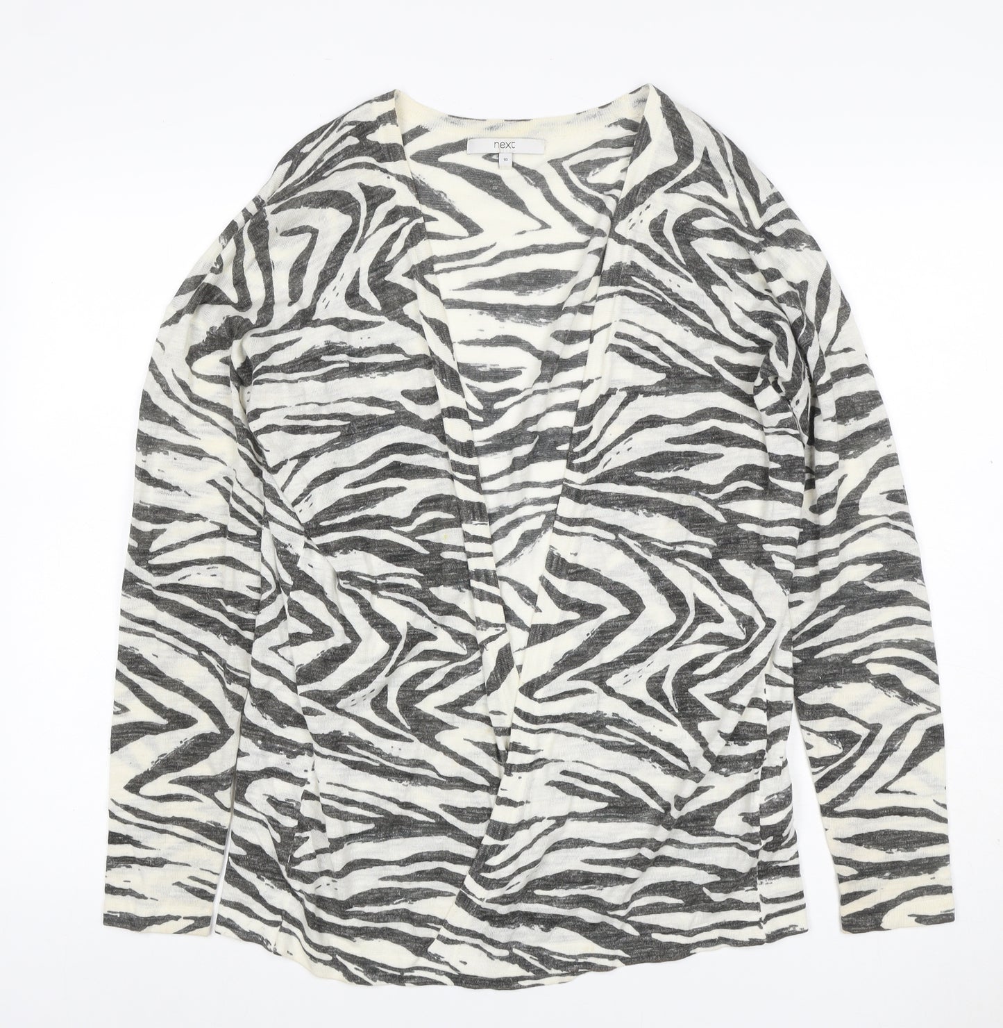Next Women’s Ivory Zebra Print Open Cardigan UK 10 Linen Cotton