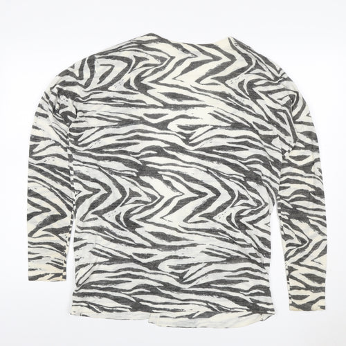 Next Women’s Ivory Zebra Print Open Cardigan UK 10 Linen Cotton