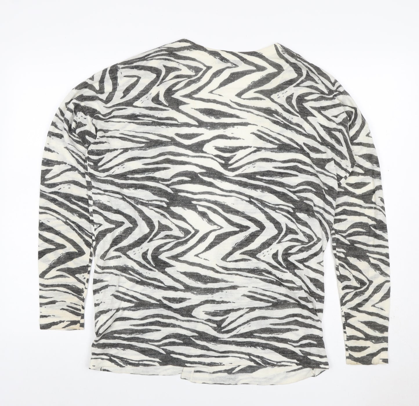Next Women’s Ivory Zebra Print Open Cardigan UK 10 Linen Cotton