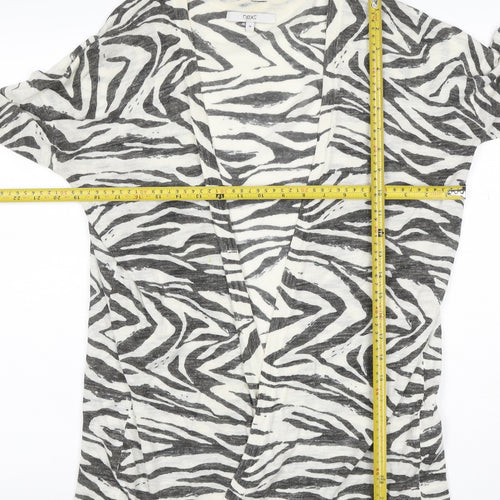 Next Women’s Ivory Zebra Print Open Cardigan UK 10 Linen Cotton