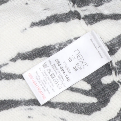 Next Women’s Ivory Zebra Print Open Cardigan UK 10 Linen Cotton