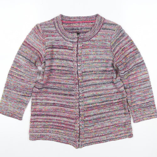 Marks and Spencer Women Multicoloured UK 8 Chunky Knit Zip Cardigan