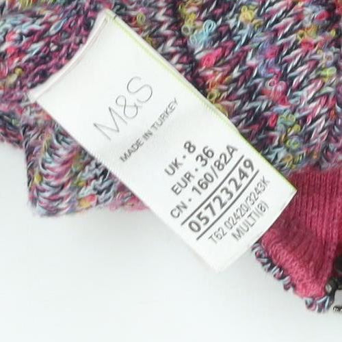 Marks and Spencer Women Multicoloured UK 8 Chunky Knit Zip Cardigan