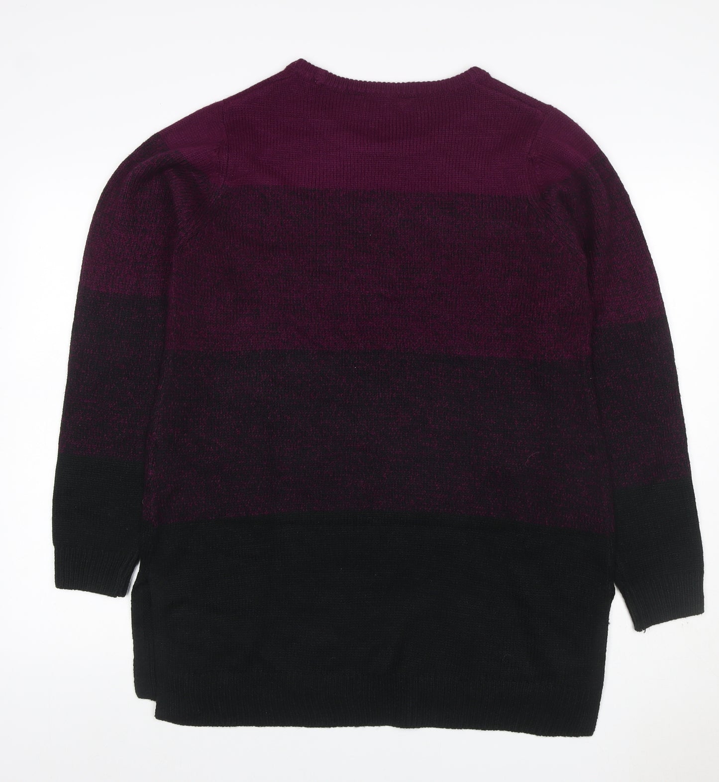 Yours Women Purple Black Colour Block Knit Tunic Jumper UK 16