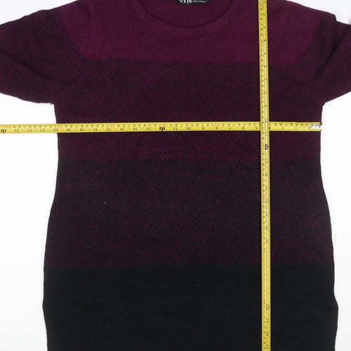 Yours Women Purple Black Colour Block Knit Tunic Jumper UK 16