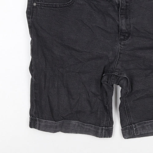 ANA Women’s Black Denim Bermuda Shorts UK 14 Petite 32in Waist Cuffed
