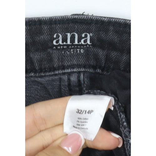 ANA Women’s Black Denim Bermuda Shorts UK 14 Petite 32in Waist Cuffed