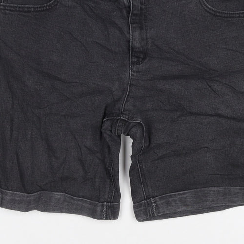 ANA Women’s Black Denim Bermuda Shorts UK 14 Petite 32in Waist Cuffed