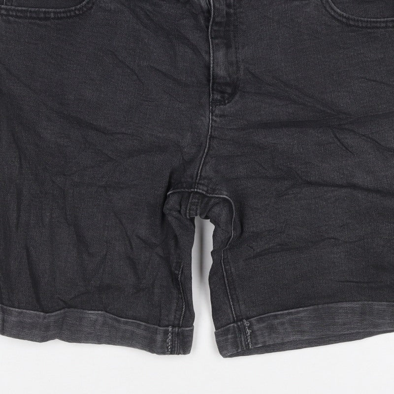 ANA Women’s Black Denim Bermuda Shorts UK 14 Petite 32in Waist Cuffed