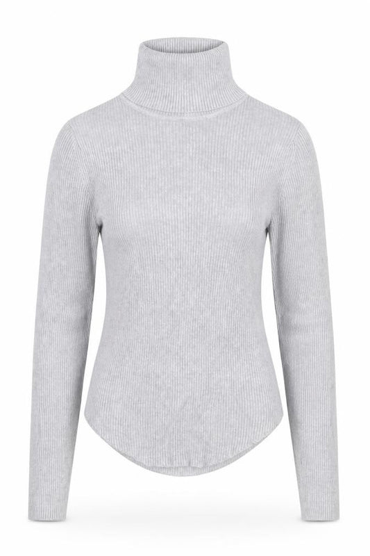 Stradivarius Women Grey UK 8 Rib Knit Roll Neck Slim Jumper